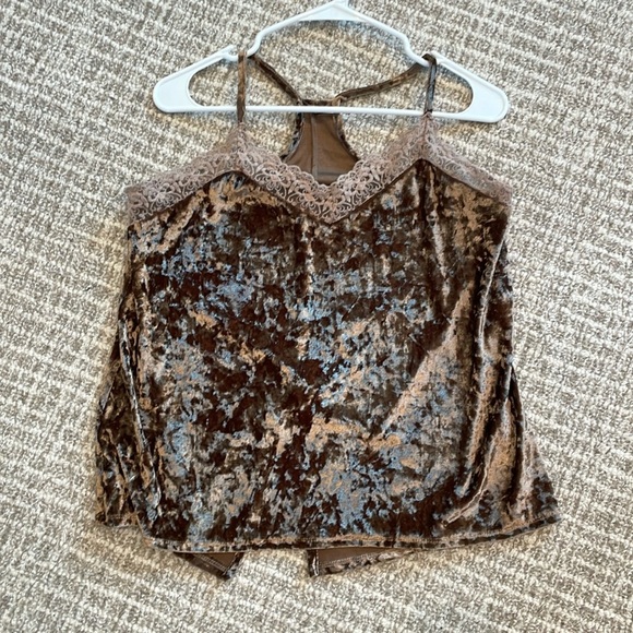 Velvet Lace Trim Cami Top - Picture 1 of 5